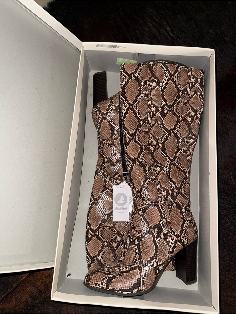 a new day Brown Snake-Print Ankle Boots